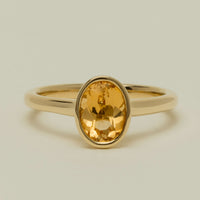 9ct Yellow Gold Yellow Topaz Rubover Set Ring - Ring - Walker & Hall