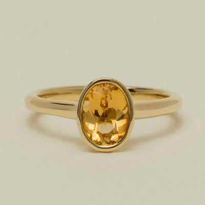 9ct Yellow Gold Yellow Topaz Rubover Set Ring - Ring - Walker & Hall
