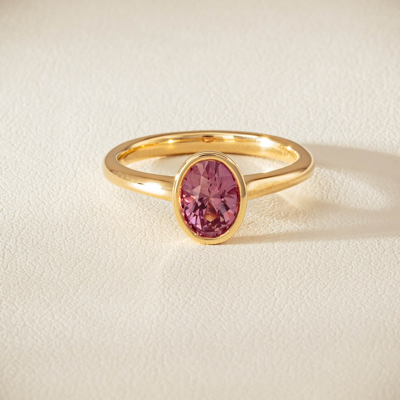 9ct Yellow Gold Pink Tourmaline Rubover Set Ring - Ring - Walker & Hall