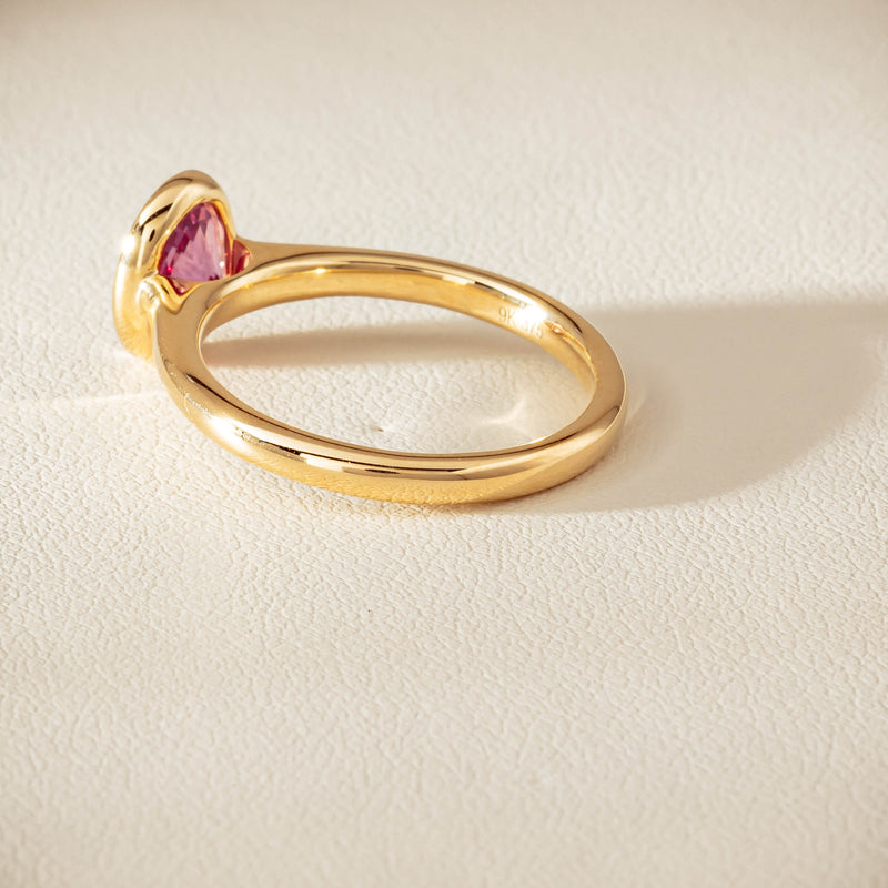 9ct Yellow Gold Pink Tourmaline Rubover Set Ring - Ring - Walker & Hall