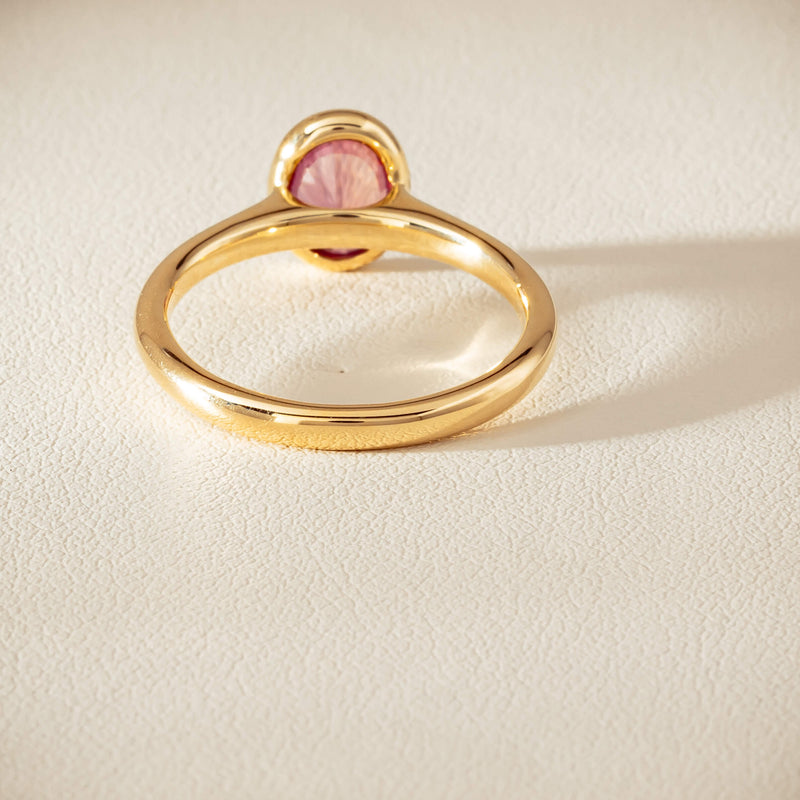 9ct Yellow Gold Pink Tourmaline Rubover Set Ring - Ring - Walker & Hall