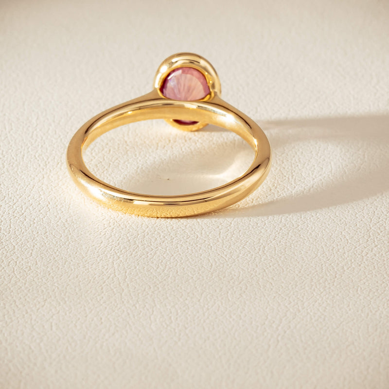 9ct Yellow Gold Pink Tourmaline Rubover Set Ring - Ring - Walker & Hall