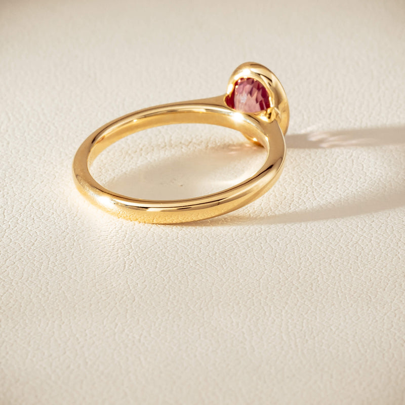 9ct Yellow Gold Pink Tourmaline Rubover Set Ring - Ring - Walker & Hall