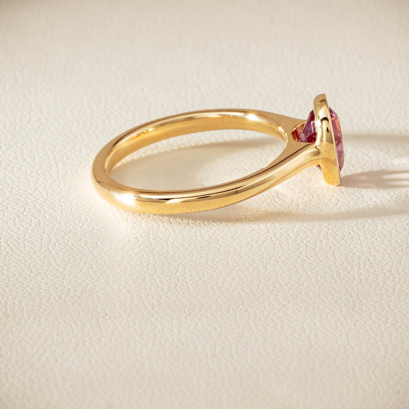 9ct Yellow Gold Pink Tourmaline Rubover Set Ring - Ring - Walker & Hall