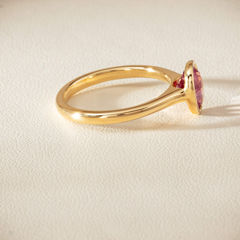 9ct Yellow Gold Pink Tourmaline Rubover Set Ring - Ring - Walker & Hall