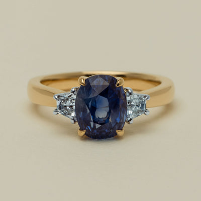 18ct Yellow Gold 4.00ct Sapphire & Diamond Ring - Ring - Walker & Hall