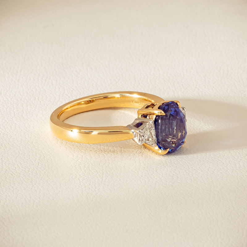 18ct Yellow Gold 4.00ct Sapphire & Diamond Ring - Ring - Walker & Hall