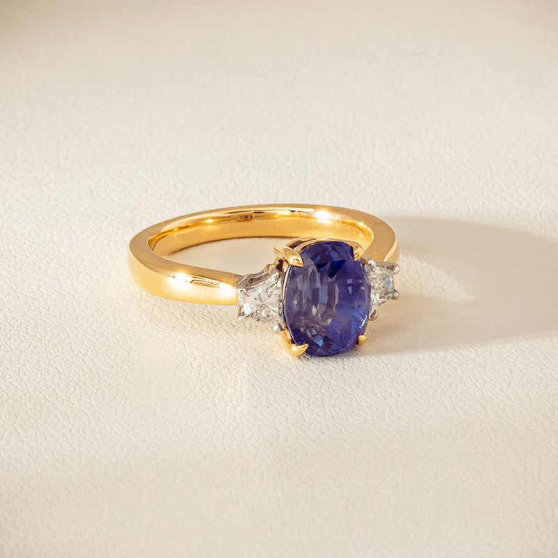 18ct Yellow Gold 4.00ct Sapphire & Diamond Ring - Ring - Walker & Hall