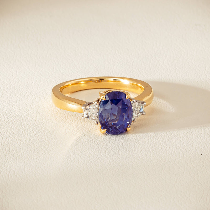 18ct Yellow Gold 4.00ct Sapphire & Diamond Ring - Ring - Walker & Hall