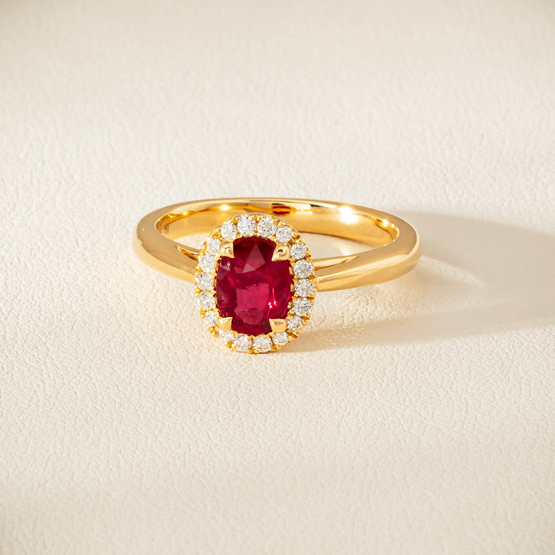 18ct Yellow Gold 1.02ct Pigeon's Blood Ruby & Diamond Nina Ring - Ring - Walker & Hall
