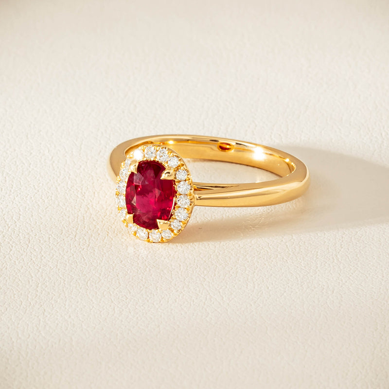 18ct Yellow Gold 1.02ct Pigeon's Blood Ruby & Diamond Nina Ring - Ring - Walker & Hall