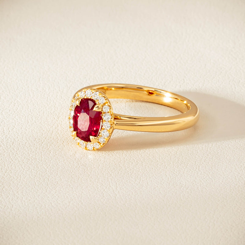 18ct Yellow Gold 1.02ct Pigeon's Blood Ruby & Diamond Nina Ring - Ring - Walker & Hall
