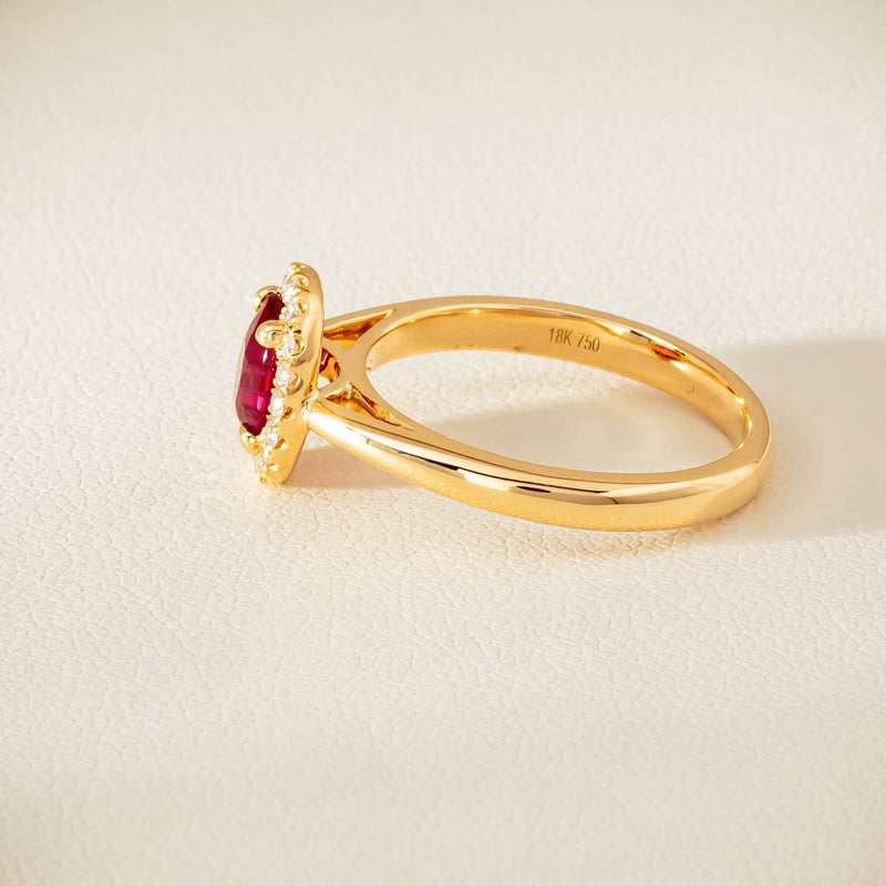 18ct Yellow Gold 1.02ct Pigeon's Blood Ruby & Diamond Nina Ring - Ring - Walker & Hall