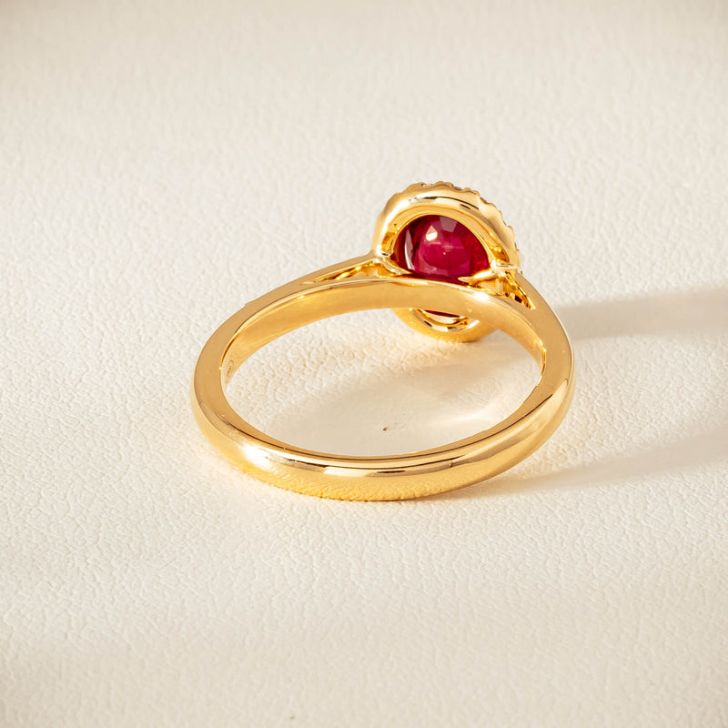 18ct Yellow Gold 1.02ct Pigeon's Blood Ruby & Diamond Nina Ring - Ring - Walker & Hall