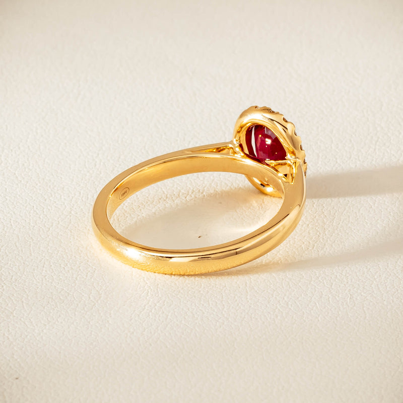 18ct Yellow Gold 1.02ct Pigeon's Blood Ruby & Diamond Nina Ring - Ring - Walker & Hall
