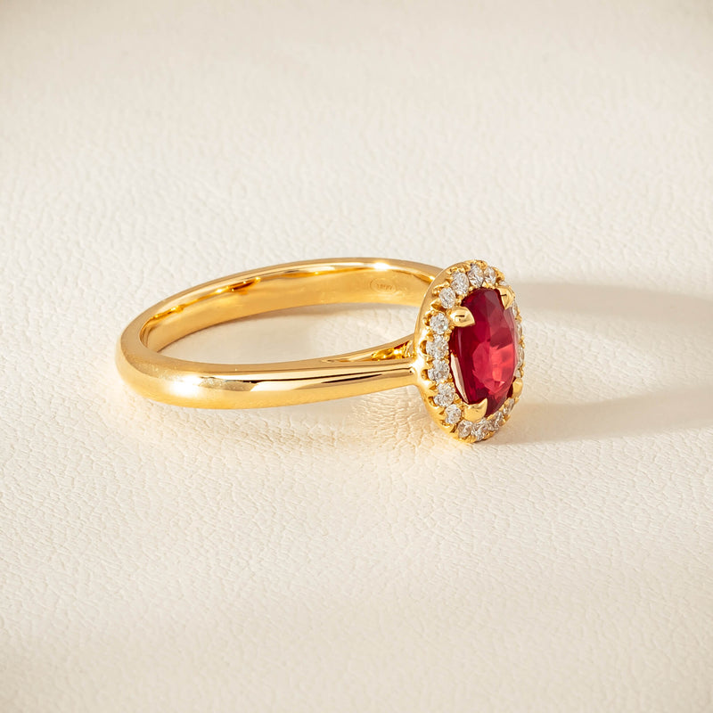 18ct Yellow Gold 1.02ct Pigeon's Blood Ruby & Diamond Nina Ring - Ring - Walker & Hall