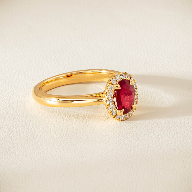 18ct Yellow Gold 1.02ct Pigeon's Blood Ruby & Diamond Nina Ring - Ring - Walker & Hall