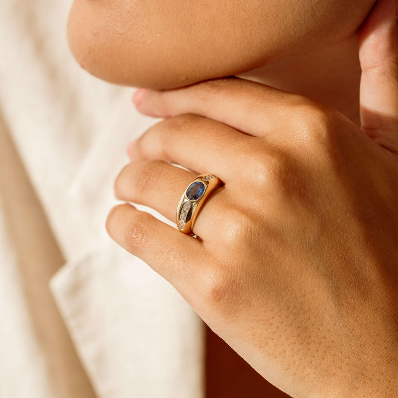 9ct Yellow Gold Reclaimed .96ct Sapphire and Diamond Kylie Ring - Ring - Walker & Hall