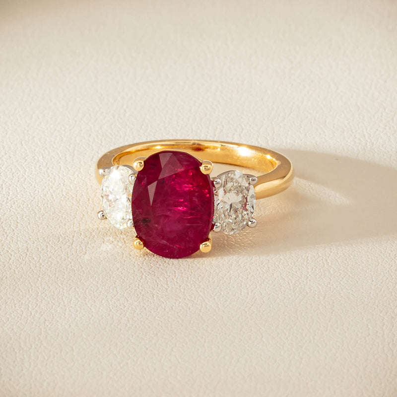 18ct Yellow & White Gold 4.54ct Ruby & Diamond Ring - Ring - Walker & Hall