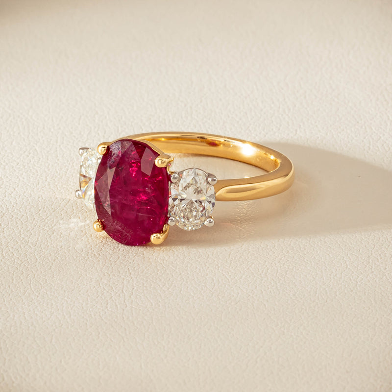 18ct Yellow & White Gold 4.54ct Ruby & Diamond Ring - Ring - Walker & Hall