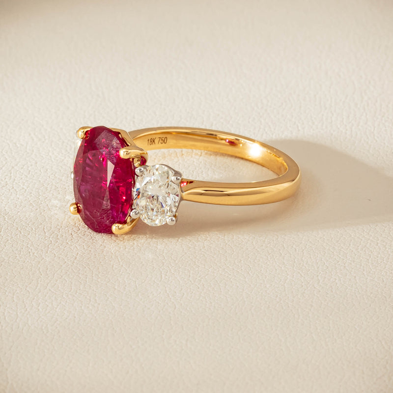 18ct Yellow & White Gold 4.54ct Ruby & Diamond Ring - Ring - Walker & Hall