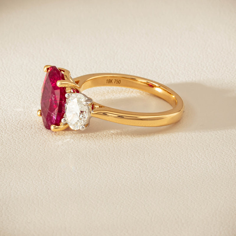 18ct Yellow & White Gold 4.54ct Ruby & Diamond Ring - Ring - Walker & Hall