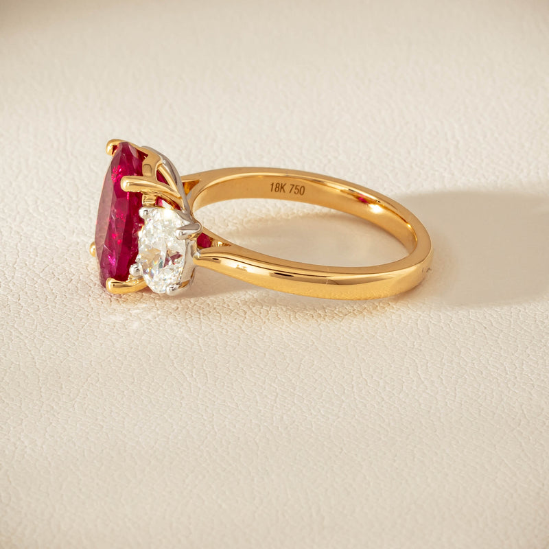 18ct Yellow & White Gold 4.54ct Ruby & Diamond Ring - Ring - Walker & Hall