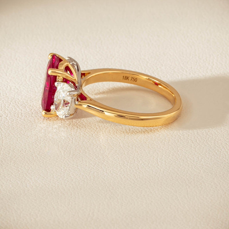 18ct Yellow & White Gold 4.54ct Ruby & Diamond Ring - Ring - Walker & Hall