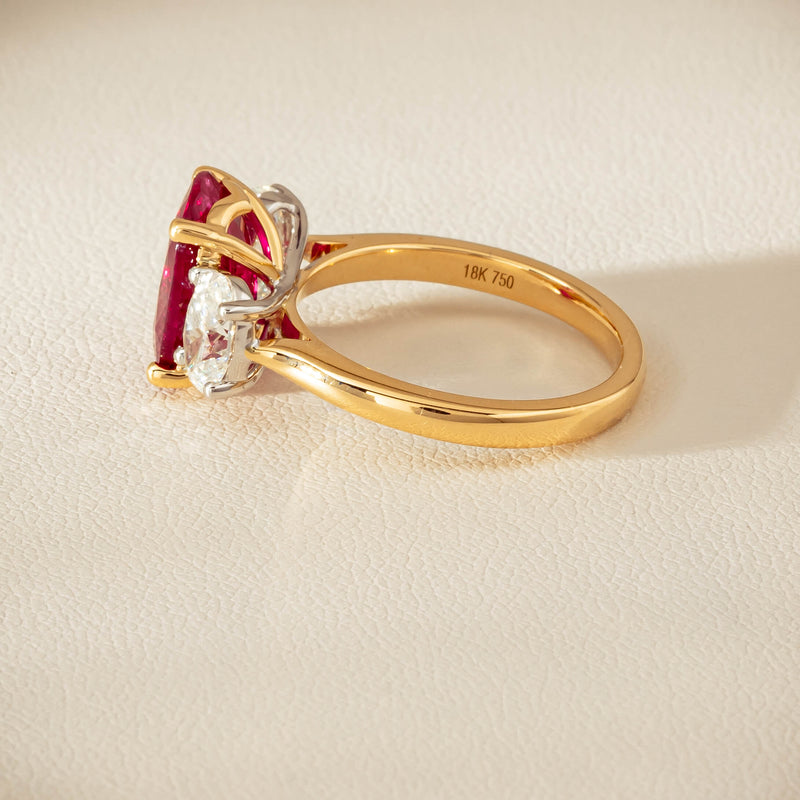 18ct Yellow & White Gold 4.54ct Ruby & Diamond Ring - Ring - Walker & Hall