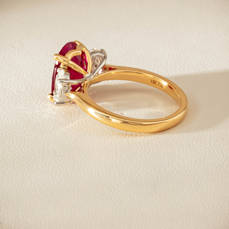 18ct Yellow & White Gold 4.54ct Ruby & Diamond Ring - Ring - Walker & Hall