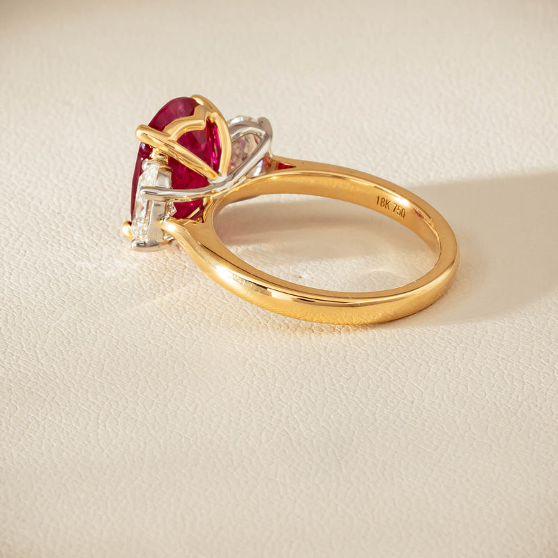 18ct Yellow & White Gold 4.54ct Ruby & Diamond Ring - Ring - Walker & Hall