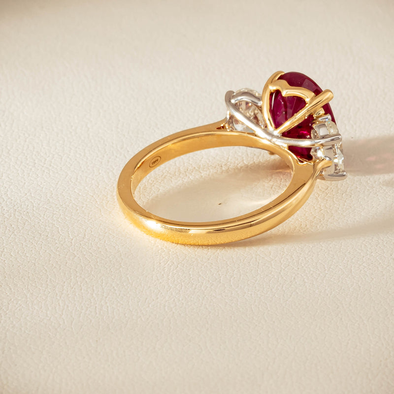 18ct Yellow & White Gold 4.54ct Ruby & Diamond Ring - Ring - Walker & Hall