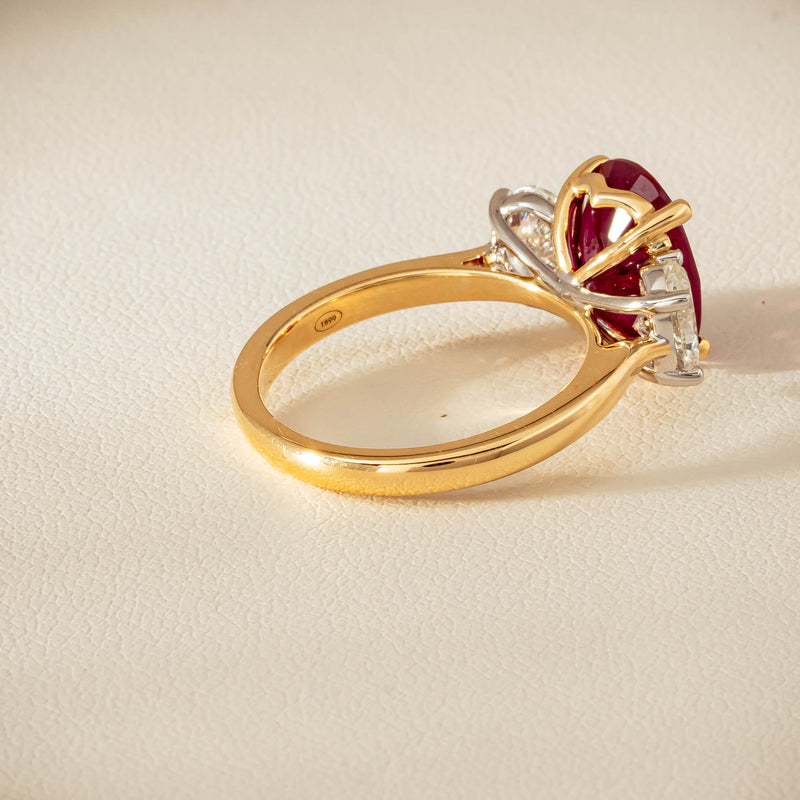 18ct Yellow & White Gold 4.54ct Ruby & Diamond Ring - Ring - Walker & Hall