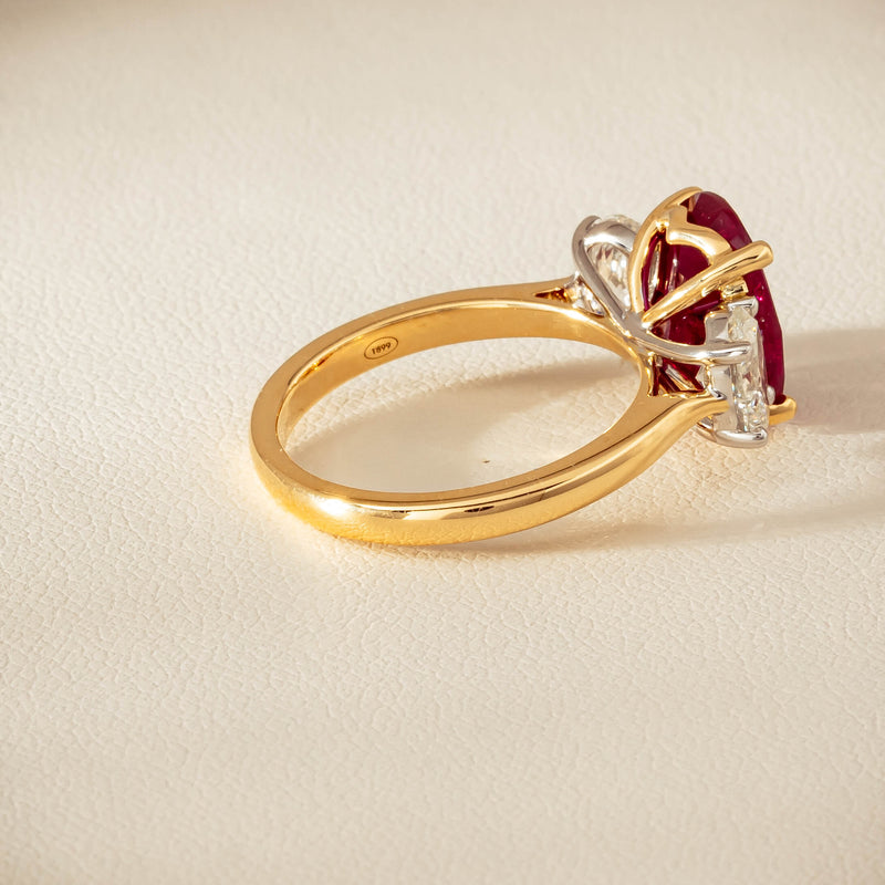 18ct Yellow & White Gold 4.54ct Ruby & Diamond Ring - Ring - Walker & Hall