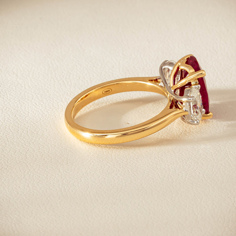 18ct Yellow & White Gold 4.54ct Ruby & Diamond Ring - Ring - Walker & Hall