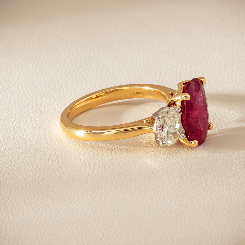 18ct Yellow & White Gold 4.54ct Ruby & Diamond Ring - Ring - Walker & Hall