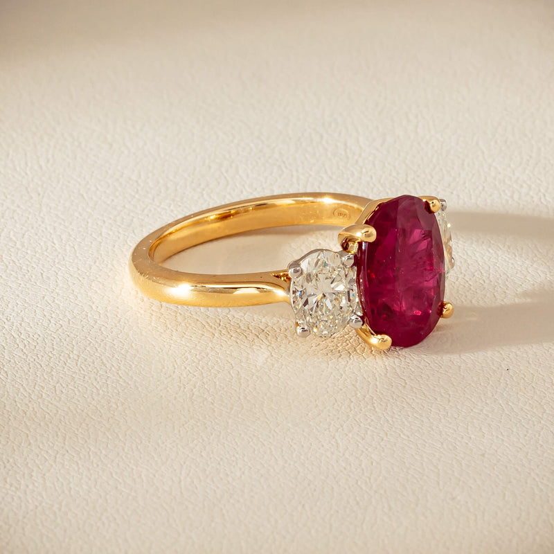 18ct Yellow & White Gold 4.54ct Ruby & Diamond Ring - Ring - Walker & Hall