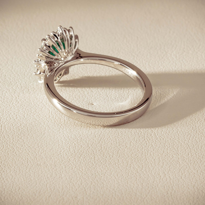 18ct White Gold 1.10ct Emerald & Diamond Belle Ring - Ring - Walker & Hall