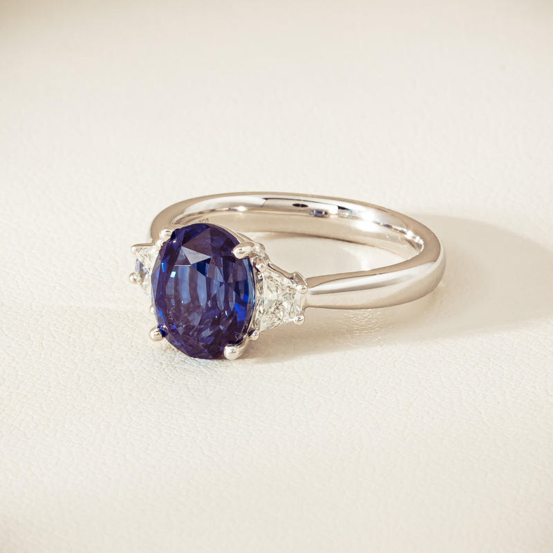 18ct White Gold 4.05ct Sapphire & Diamond Ring - Ring - Walker & Hall