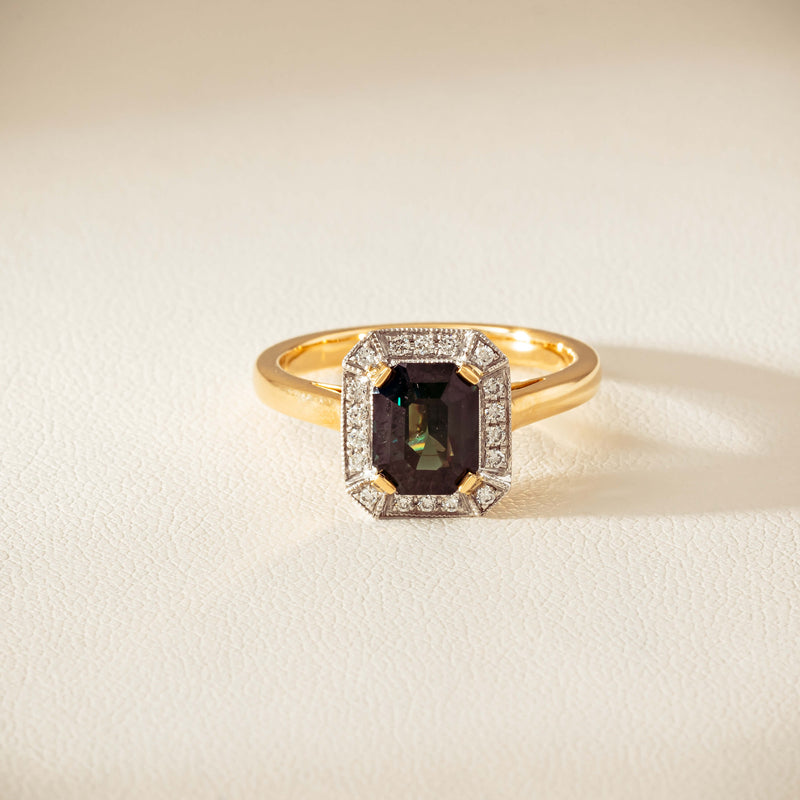 18ct Yellow Gold 2.15ct Green Sapphire & Diamond Empire Ring - Ring - Walker & Hall