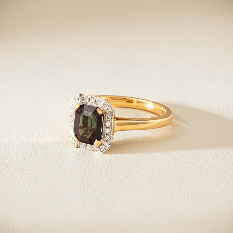 18ct Yellow Gold 2.15ct Green Sapphire & Diamond Empire Ring - Ring - Walker & Hall