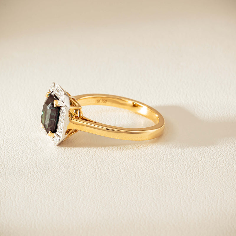 18ct Yellow Gold 2.15ct Green Sapphire & Diamond Empire Ring - Ring - Walker & Hall