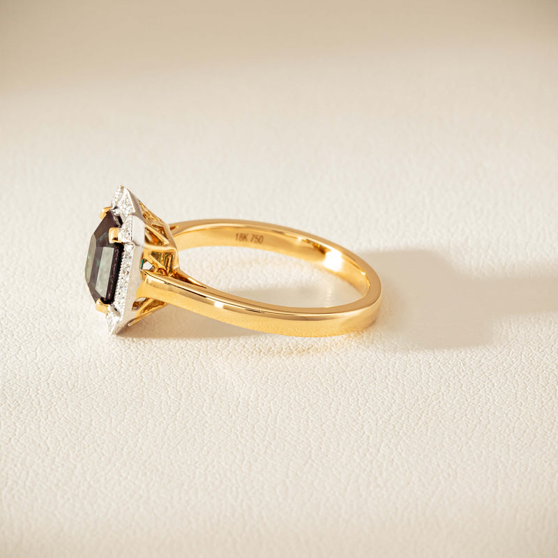 18ct Yellow Gold 2.15ct Green Sapphire & Diamond Empire Ring - Ring - Walker & Hall
