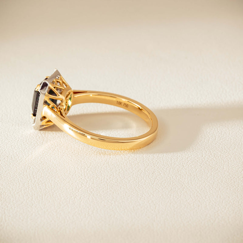 18ct Yellow Gold 2.15ct Green Sapphire & Diamond Empire Ring - Ring - Walker & Hall