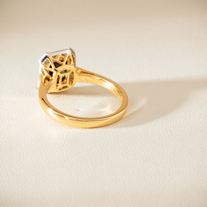 18ct Yellow Gold 2.15ct Green Sapphire & Diamond Empire Ring - Ring - Walker & Hall