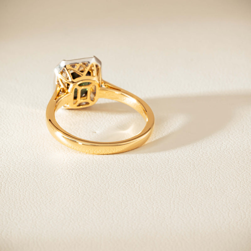 18ct Yellow Gold 2.15ct Green Sapphire & Diamond Empire Ring - Ring - Walker & Hall