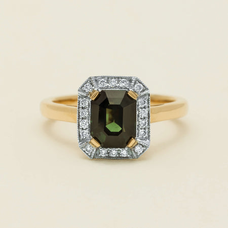 18ct Yellow Gold 2.15ct Green Sapphire & Diamond Empire Ring - Ring - Walker & Hall
