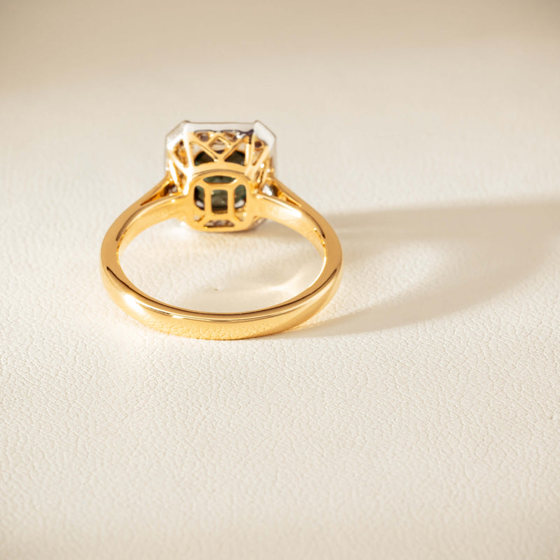 18ct Yellow Gold 2.15ct Green Sapphire & Diamond Empire Ring - Ring - Walker & Hall
