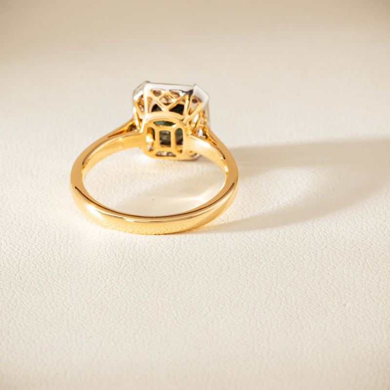 18ct Yellow Gold 2.15ct Green Sapphire & Diamond Empire Ring - Ring - Walker & Hall