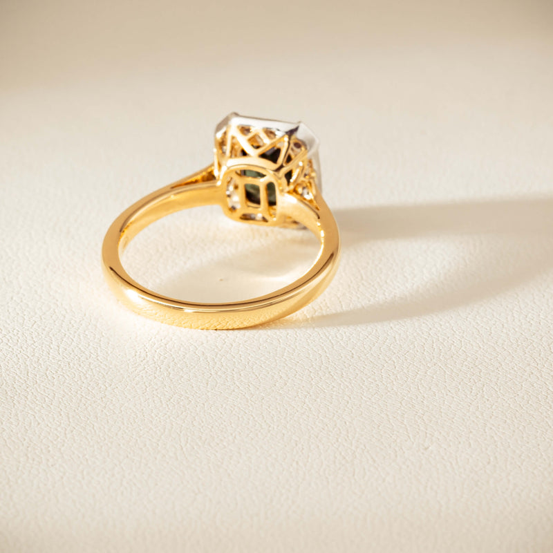 18ct Yellow Gold 2.15ct Green Sapphire & Diamond Empire Ring - Ring - Walker & Hall